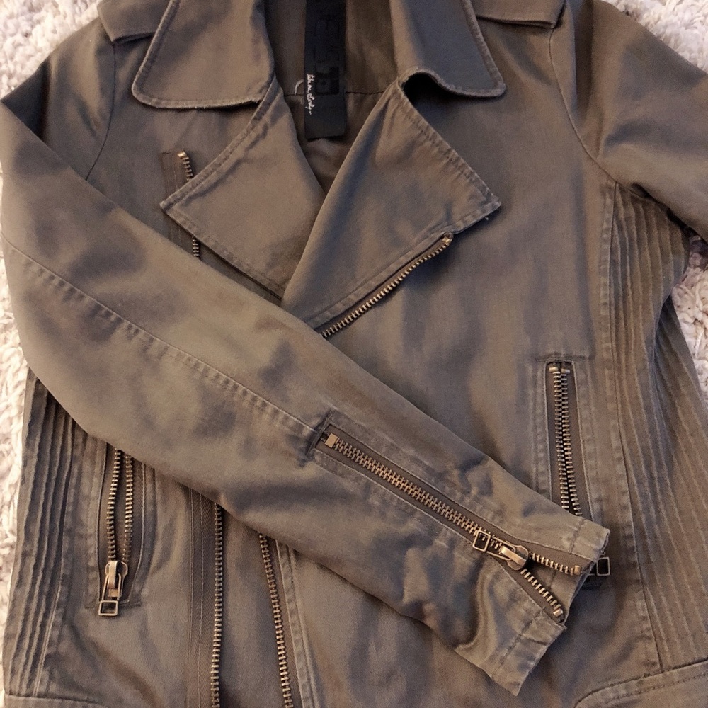 Joes Jeans Army Green Moto Jacket - Picture 3 of 7